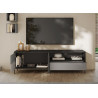 Long meuble TV 206 cm 2 portes sérigraphiées et 1 tiroir gris