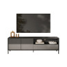 Long meuble TV 206 cm 2 portes sérigraphiées et 1 tiroir gris