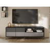 Long meuble TV 206 cm 2 portes sérigraphiées et 1 tiroir gris