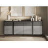 Buffet moderne gris 4 portes 206 cm