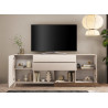Meuble buffet bas 2m41 tiroirs, portes et niches ouvertes
