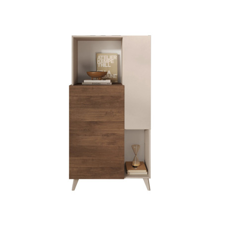 Meuble de rangement 154 cm 2 portes cashmere et chêne foncé