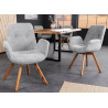 Chaises rotatives tissu bouclé gris et pieds chêne