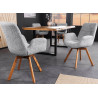 Chaises rotatives tissu bouclé gris et pieds chêne