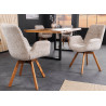 Chaises rotatives tissu bouclé beige et pieds chêne