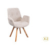 Chaises rotatives tissu bouclé beige et pieds chêne