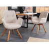 Chaises rotatives tissu bouclé beige et pieds chêne