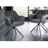 Chaises pivotantes tissu et velours gris foncé