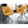 Chaises rotatives tissu et velours jaune moutarde