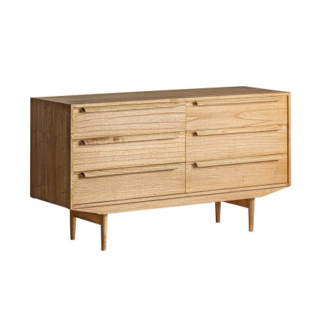 Meuble buffet bois de mindi 6 tiroirs 150 cm Giulia