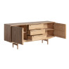 Buffet moderne bois naturel 2 portes 3 tiroirs 180 cm Giulia