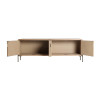 Meuble tv 4 portes bois de pin marron clair 161 cm Diego