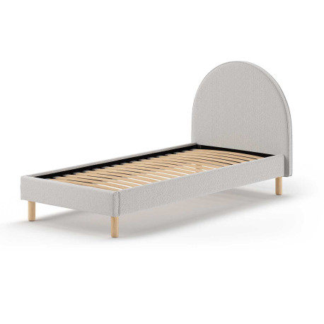 Lit enfant tissu bouclé gris 90x200 cm Moon