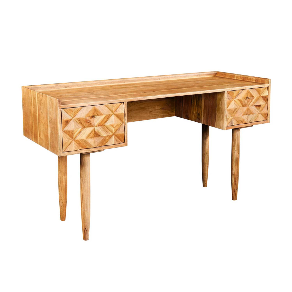 Bureau 2 tiroirs acacia miel 132 cm Yuki