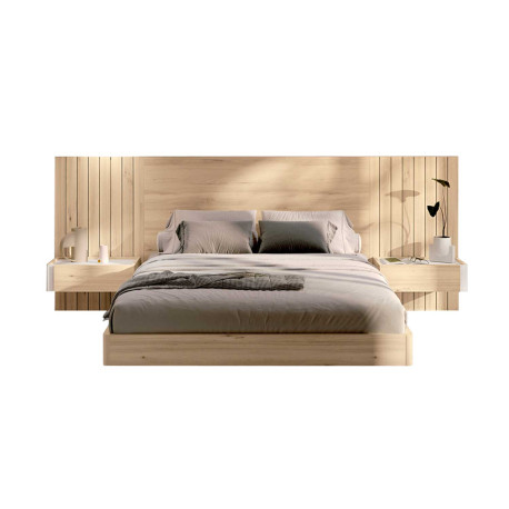 Lit moderne 180 en bois avec chevets suspendus Yuna