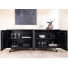 Buffet design 4 portes placage pierre et piétement métal noir Nino