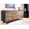 Buffet design 4 portes placage pierre et piétement métal noir Nino