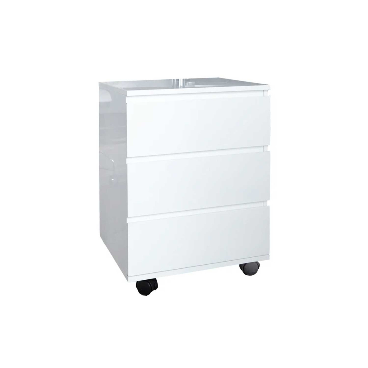 Caisson blanc laqué 3 tiroirs sur roulettes