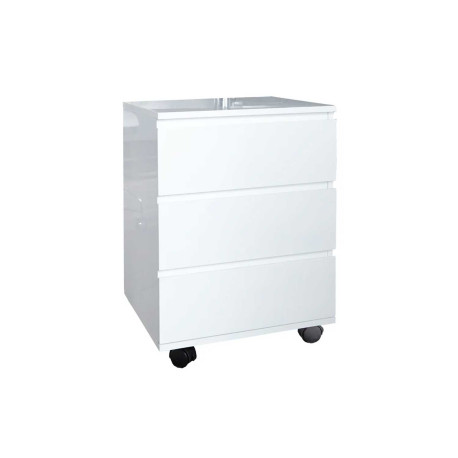 Caisson blanc laqué 3 tiroirs sur roulettes