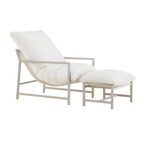Fauteuil de jardin avec repose pieds beige Corso