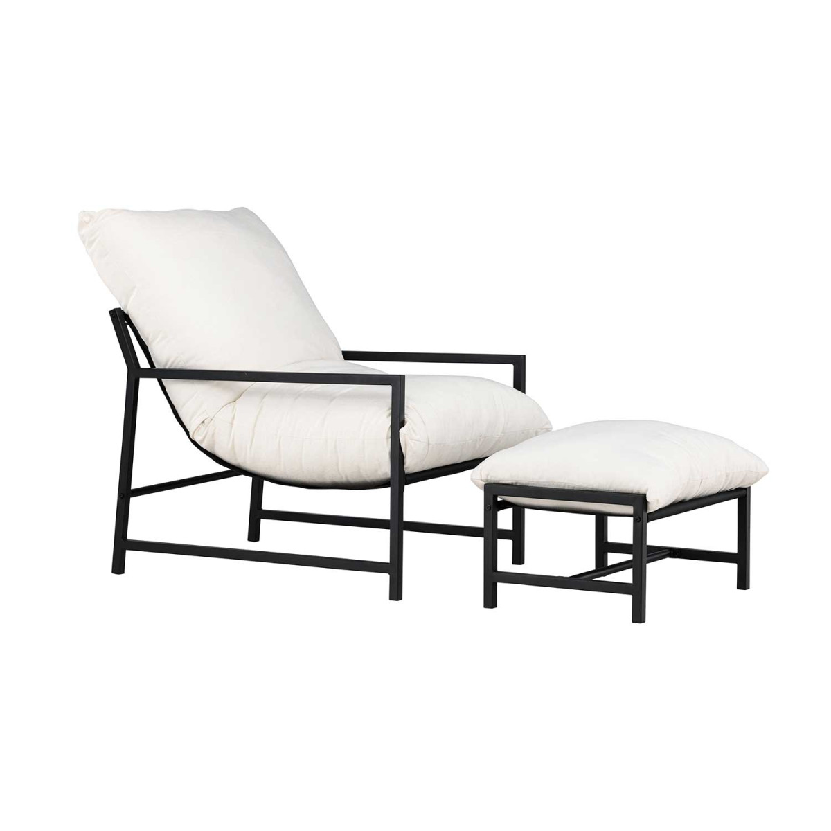 Fauteuil de jardin avec repose pieds beige et noir Corso