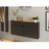 Meuble d'entrée suspendu design graphite et chêne