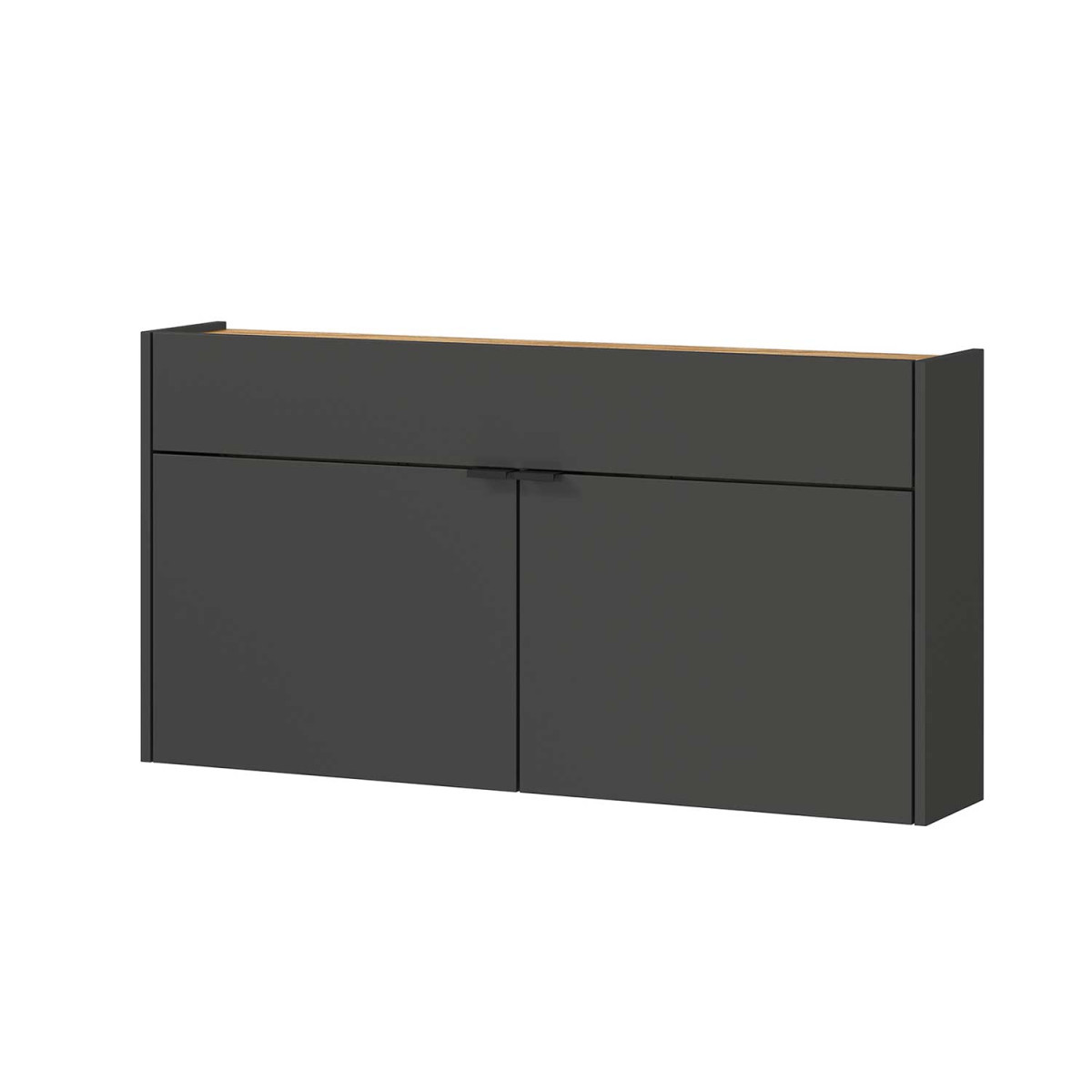 Meuble d'entrée suspendu design graphite et chêne