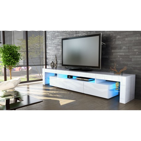 Meuble TV hi-fi design blanc 189 cm