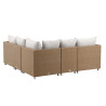 Salon d'angle de jardin 4 places rotin synthétique et coussins blanc VAMOS