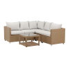 Salon d'angle de jardin 4 places rotin synthétique et coussins blanc VAMOS