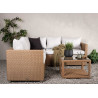 Salon d'angle de jardin 4 places rotin synthétique et coussins blanc VAMOS