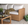 Salon d'angle de jardin 4 places rotin synthétique et coussins blanc VAMOS