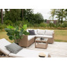 Salon d'angle de jardin 4 places rotin synthétique et coussins blanc VAMOS
