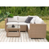Salon d'angle de jardin 4 places rotin synthétique et coussins blanc VAMOS
