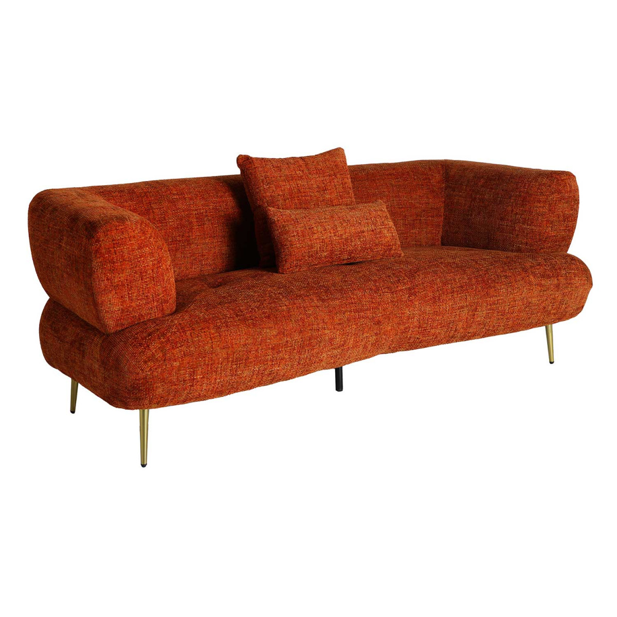 Canapé tissu orange moderne rétro 215 cm Freja