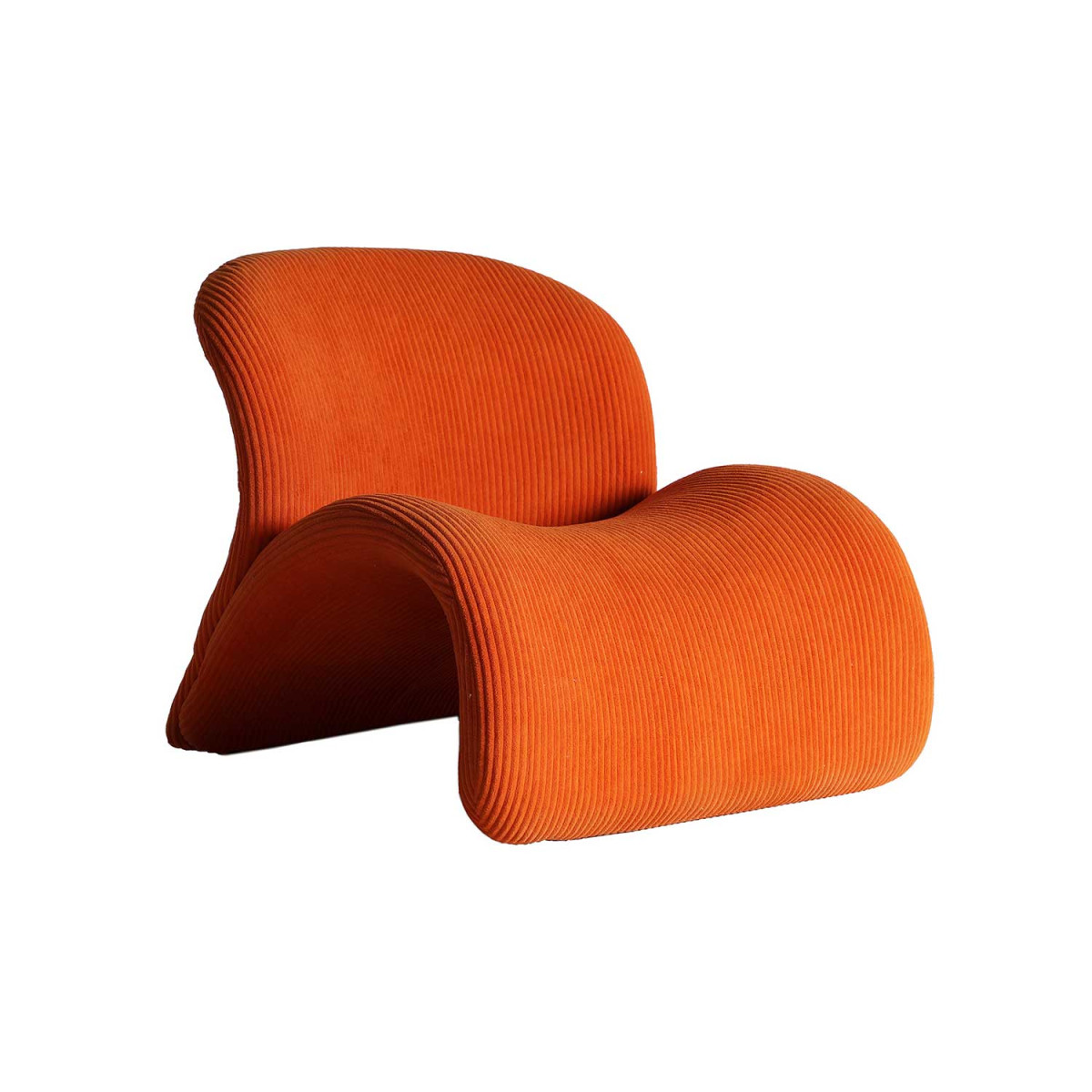 Fauteuil tissu côtelé orange Greta