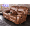 Fauteuil cinéma avec repose-pieds marron antique Muse