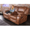 Fauteuil cinéma avec repose-pieds marron antique Muse