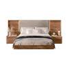 Lit double 180x200 cm avec tête de lit tapissée et éclairage led