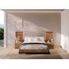 Lit double 180x200 cm avec tête de lit tapissée et éclairage led