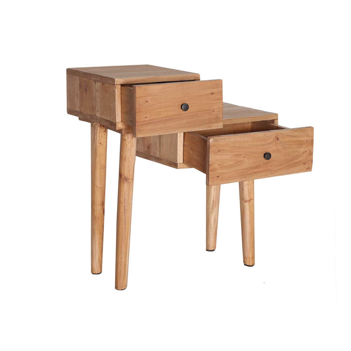 Table de chevet 2 tiroirs en bois d'acajou Vakira