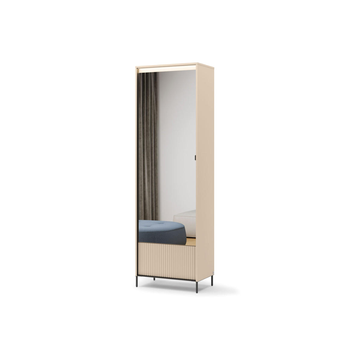 Armoire d'entrée avec miroir beige et noir Trend