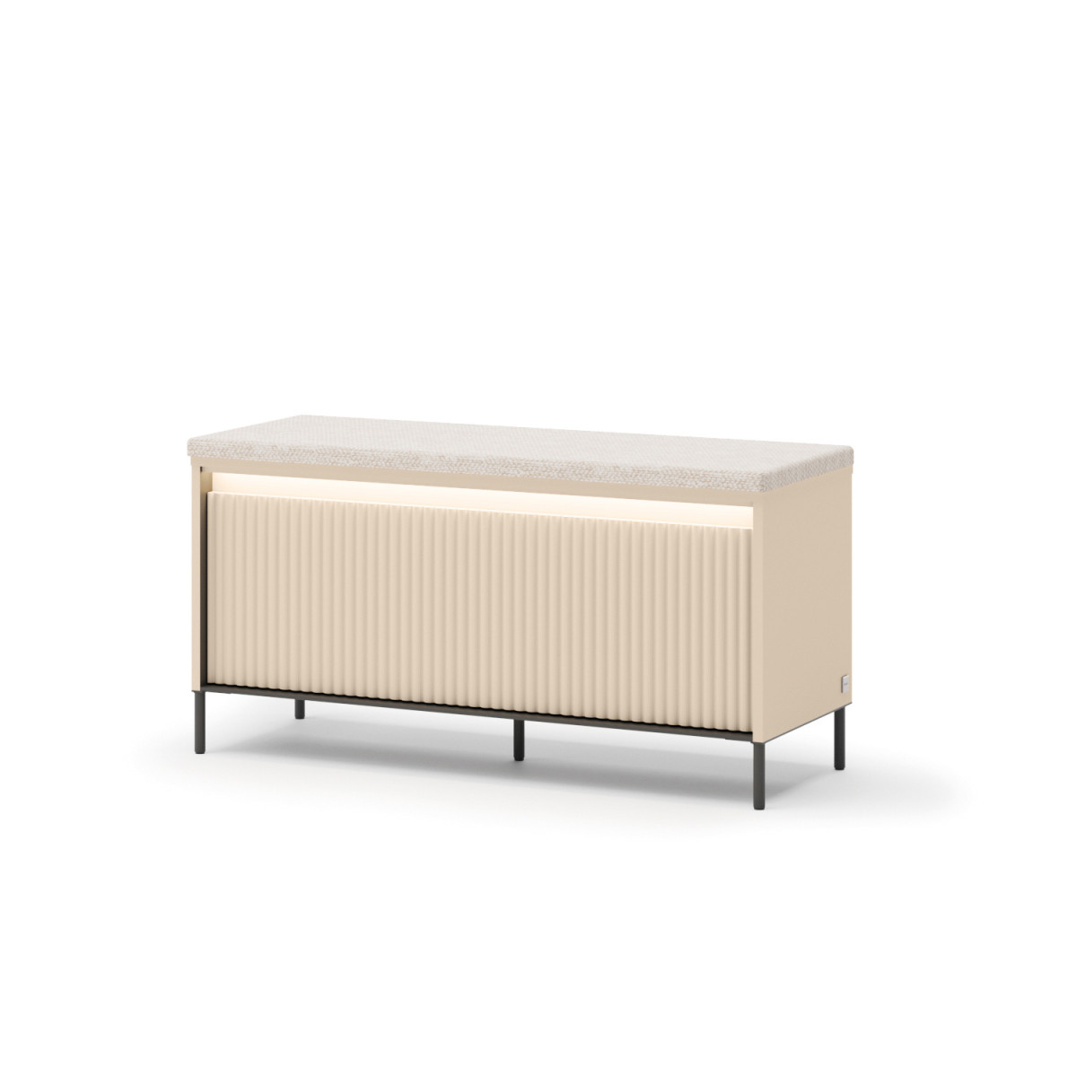 Banc chaussures à LED beige et métal noir Trend