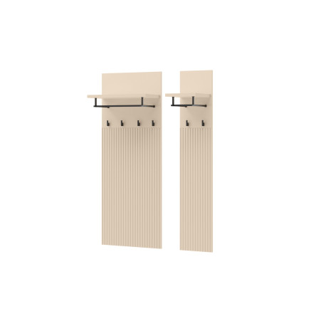 Porte-manteaux mural entrée beige et métal noir Trend