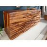 Buffet bois massif moderne sesham façades en relief 160 cm