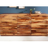 Buffet bois massif moderne sesham façades en relief 160 cm