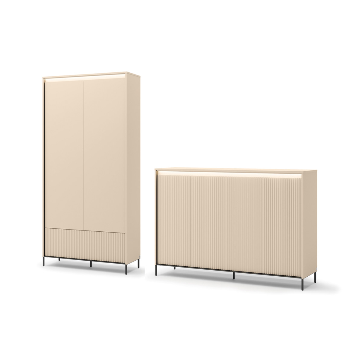 Ensemble d'entrée armoire et commode beige et noir Trend