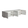 Meuble TV moderne 2m en résine blanche 4 portes Lumina