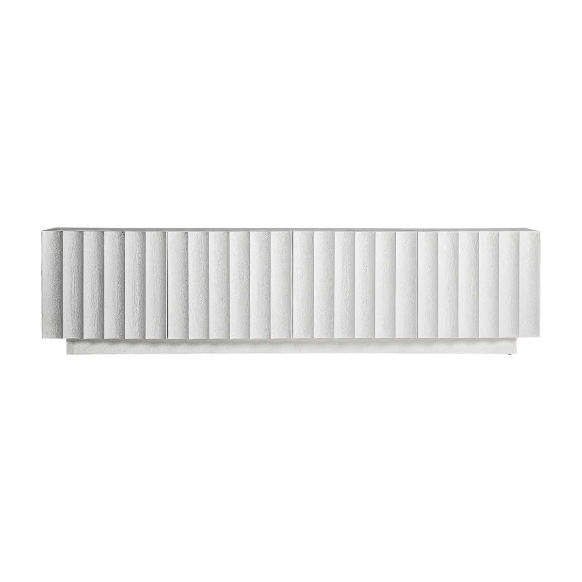 Meuble TV moderne 2m en résine blanche 4 portes Lumina