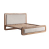 Lit en bois d'acacia 180x200 cm et tissu beige Danya